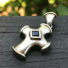 925 Silver Cross With Onyx Stone Thailand