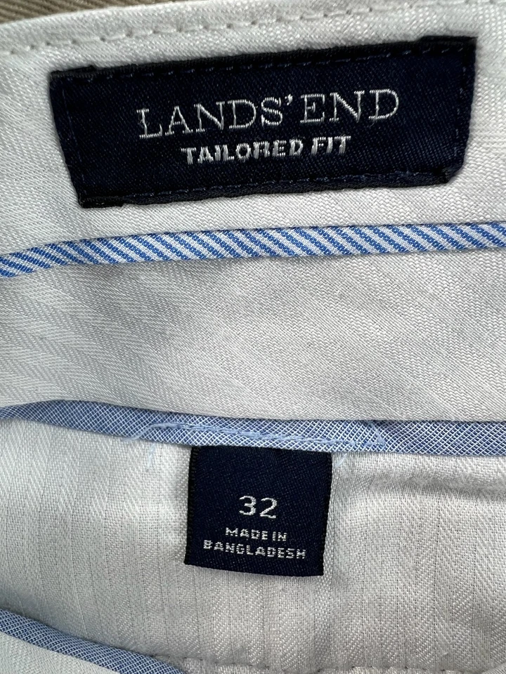 Pantalones chinos Lands End para hombre talla 32x31 beige negocios carrera frente plano recto Foto 4 de 4