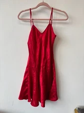 Vintage Négligée ALANA GALE L'INTIMA Satin Slip Dress Red Small Vamp Whimsygoth
