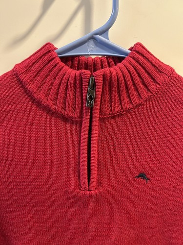 Tommy Bahama Sweater 1/4 Zip Boys XS 4 Kids Red Long Sleeve Mock Neck Preppy - Picture 2 of 4