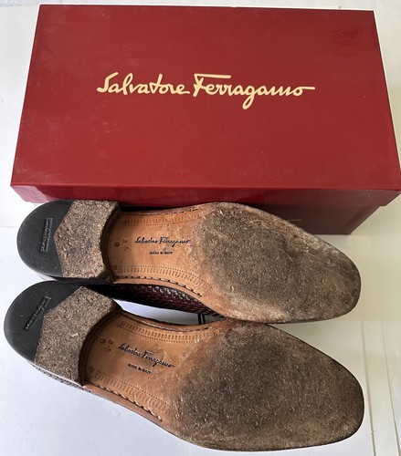Scarpe eleganti da uomo Salvatore Ferragamo Civas polpaccio castagno taglia 9,5 made in Italy - Foto 6 di 12