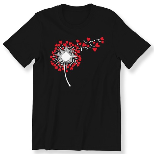 Heart Dandelion Men's Ladies T-shirt Trendy Valentine's Day Gift T-shirt - Picture 3 of 15