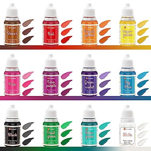 Food Coloring Set,12 Colours x 10ml Cake Food Coloring Liquid Set,Food