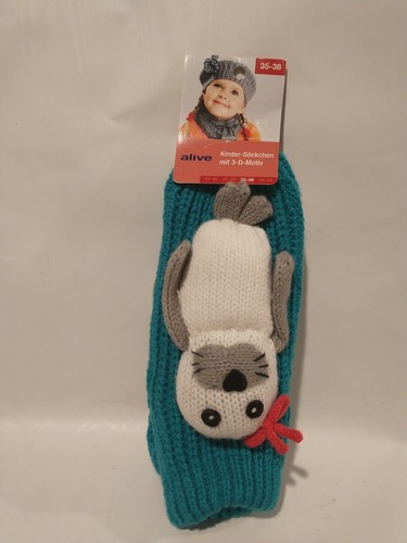 Alive Kinder Soft Knit Slipper Socks Seal Winter Warm Skids  Girls Size 10-12 - Picture 3 of 5