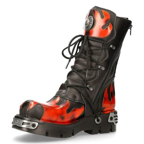 New Rock Red Flame Leather Platform Boots - 591-S16 • Ships in 2-4 Weeks • Go... - Picture 4 of 8