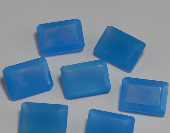 Natural Blue Chalcedony 3x5mm To 10x12mm Octagon Faceted Cut Loose Gemstone-AAA Bulion, gorący