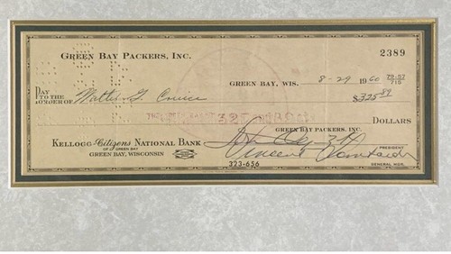 Vince Lombardi Signed Autogarphed Framed Check Green Bay Packers PSA/DNA LOA - Picture 3 of 5