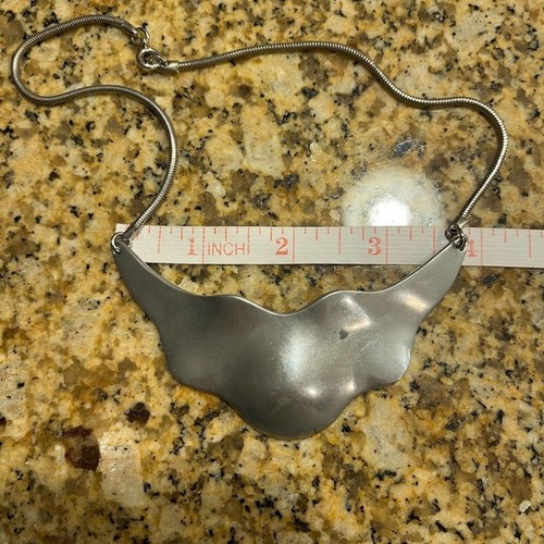 Alexis Kirk Vintage Modernist Designer Abstract Silver Statement Necklace - Picture 9 of 10