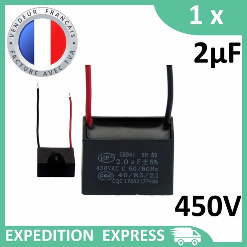 Condensateur Moteur CBB61 2µF 450VAC - Démarrage Ventilateur, Matériel électrique