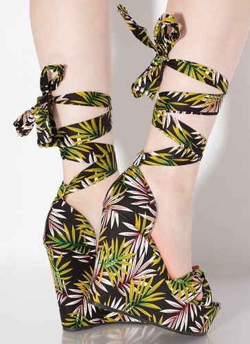 New Women Peep Open Toe High Wedge Platform Heel Sandal Wrap Lace-Up Multi-Color - Picture 5 of 22