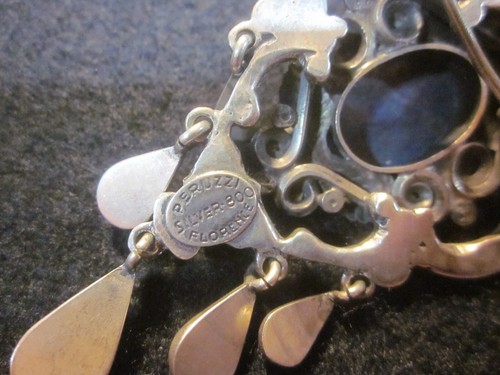 Antiguo Broche Colgante Peruzzi Florencia 800 Plata Lapislázuli Gota Colgante - Imagen 2 de 17
