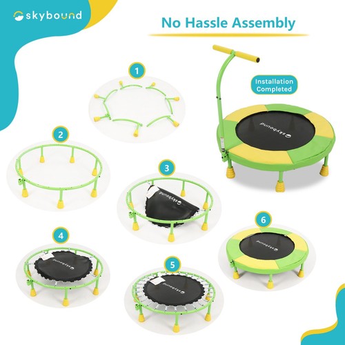 SkyBound Trampolín para Niños con Mango, 36" Mini Trampolín de Rebote para Niños Pequeños - Imagen 3 de 7