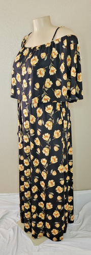 Black Floral Maxi Plus Size Dress Size 3XL - Picture 2 of 5
