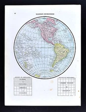 1891 Watson Map - World Western Hemisphere North South America United States