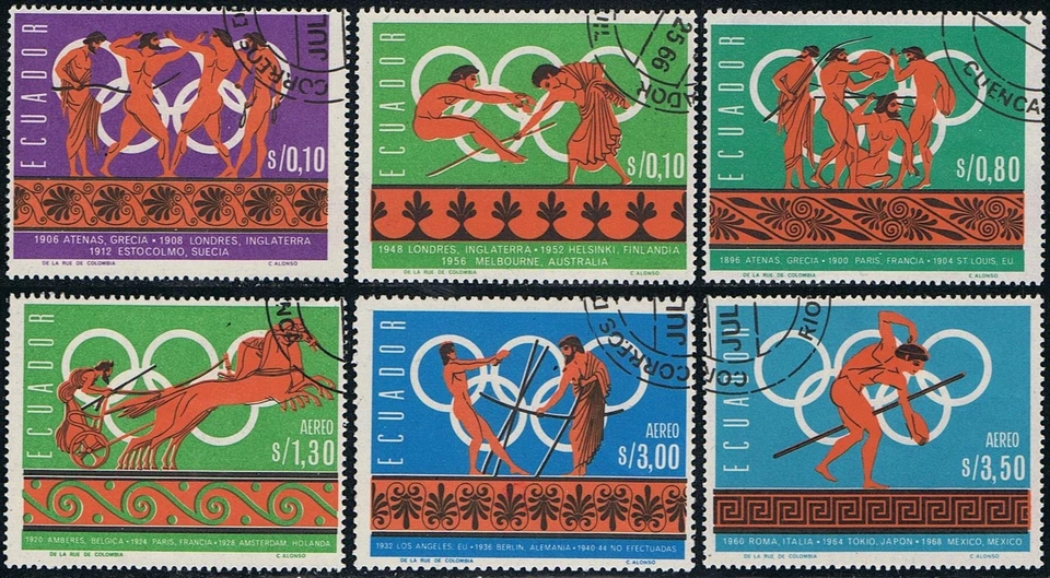 Équateur MI-1262/67 1966 Jeux Olympiques OLYMPIC GAMES Mexique Usagés - Photo 1/1