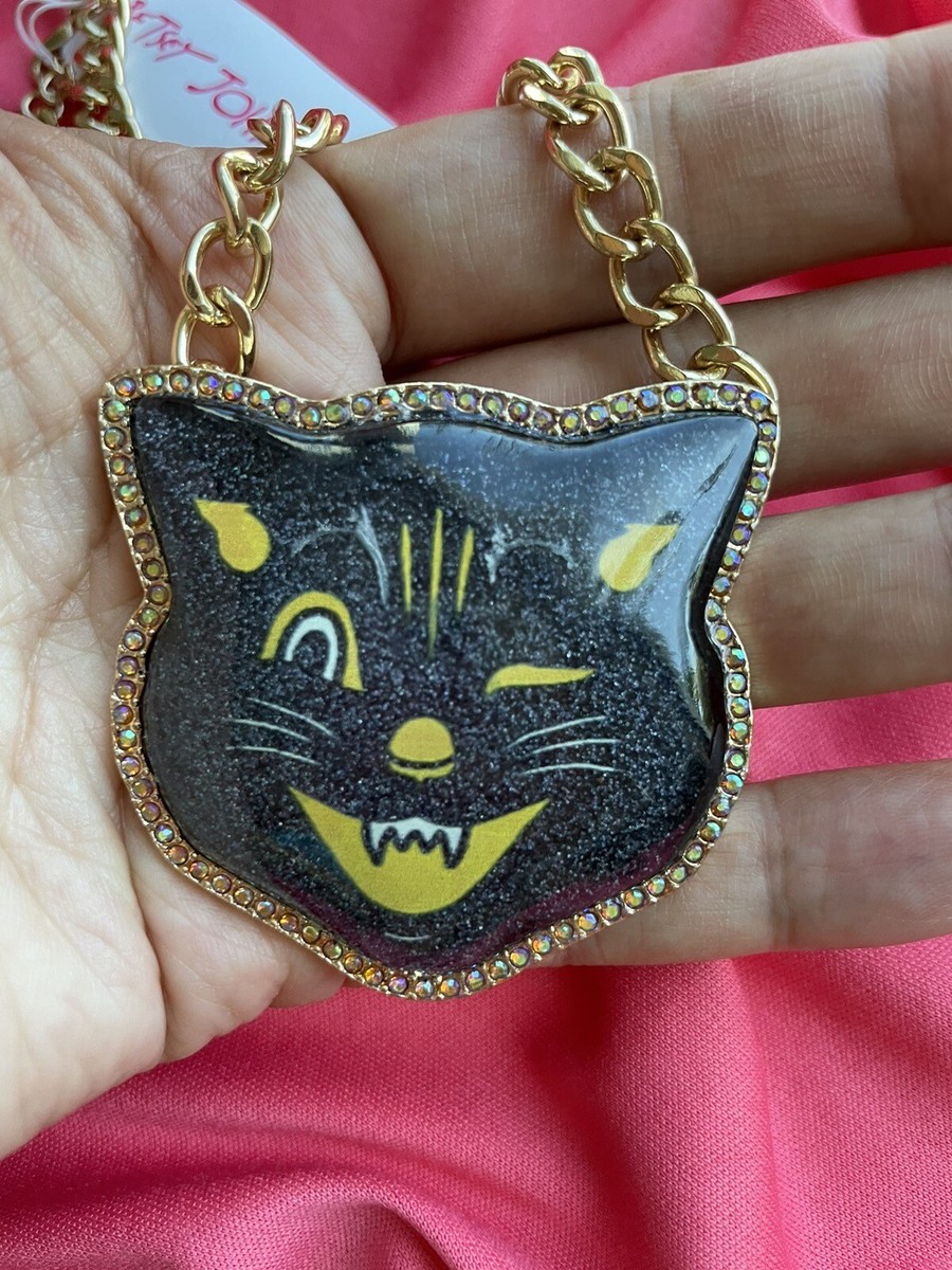 Betsey johnson black cat best sale necklace