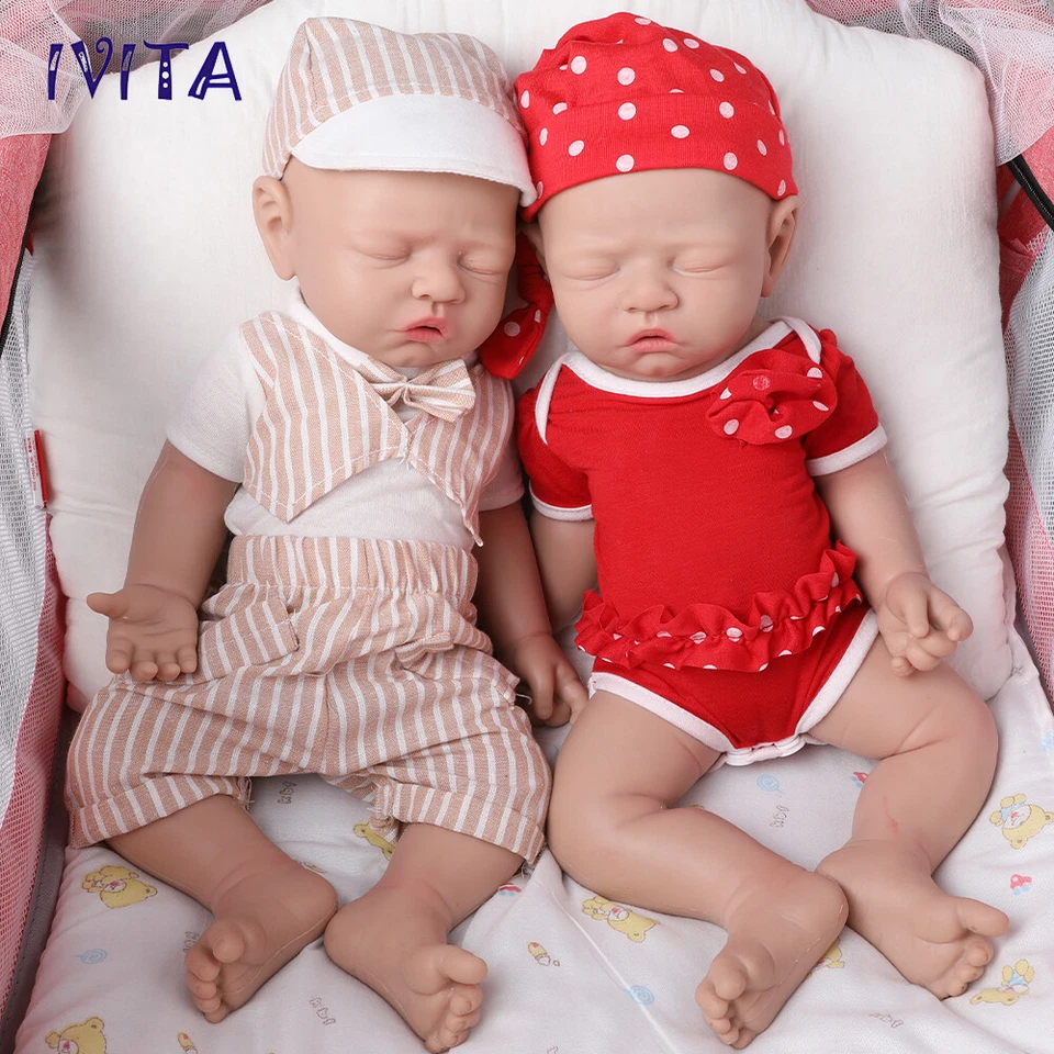 IVITA 17"Sleeping Boy or Girl Reborn Baby Doll Full Body Silicone Real Touch - Image 2 of 4