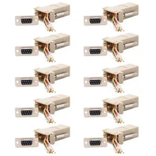 10 Pcs DB 9 RS232 Serial DB9 Female to RJ45 8P8C Network Modular Adapter Ivory
