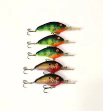 (5) Vintage Tom Mann's 3D Photo Finish Fish Crankbait Fishing Lures Lot of 5