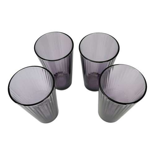 Circleware Drinking Glasses Purple Amethyst Vertical Ribs Inside 14 oz Set of 4 - Picture 3 of 8