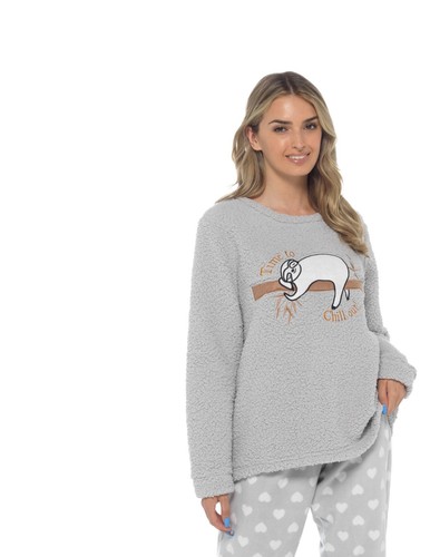 Ladies Snuggle Fleece Pyjama Set Loungewear Pyjamas Warm Soft Fleece Pj Sets - Picture 25 of 50