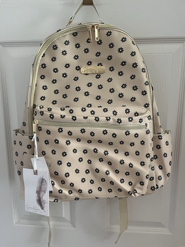 New Jessica Simpson Floral Faux Leather Laptop Backpack Beige Tan Woman's