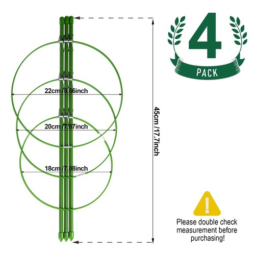 4 PCS Plant Support Cages Tomato Cages Metal Garden Plant Support Ring Plant ... - Picture 2 of 7