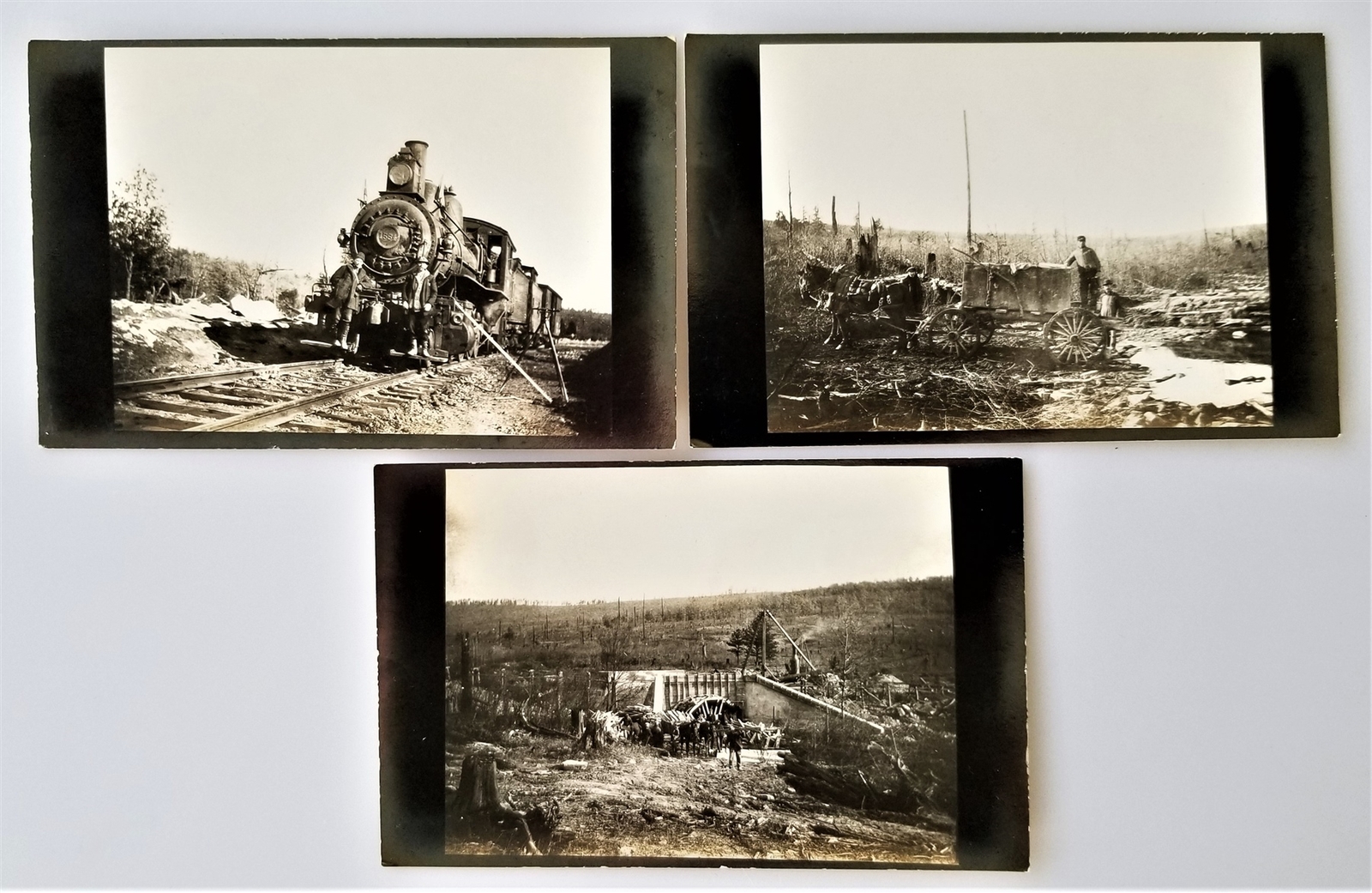 LOT antique 3 RAILROAD TRAIN RPPC track construction STEAM ENGINE 1554 photos #1 Nowa, popularna wyprzedaż
