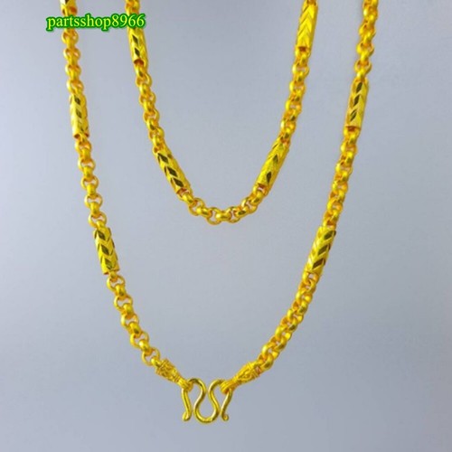 Thai Gold Plated 24k Solid Necklace Yellow Chain Pendant 3 Baht Jewelry 24 in - Picture 12 of 34