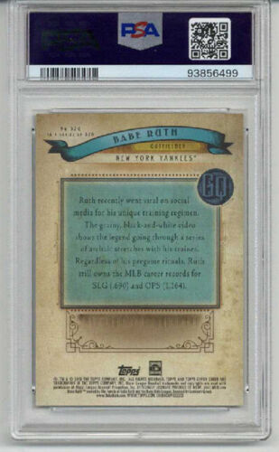 2019 TOPPS GYPSY QUEEN *MISSING NAME PLATE* #320 BABE RUTH YANKEES PSA 10 POP 2 - Picture 2 of 2