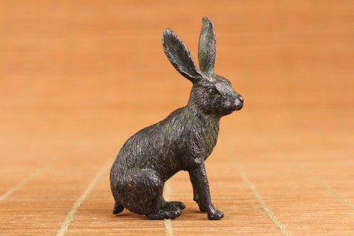 Chinese Collection Bronze Hand Made Rabbit Statue Figure Gift Table Deco - Picture 6 of 6