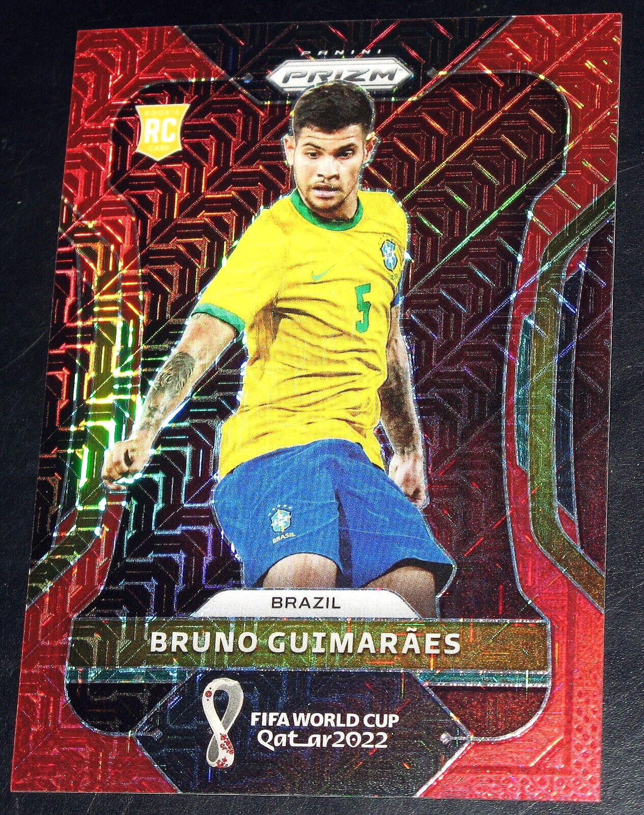 2022 Prizm World Cup Bruno Guimaraes Red Mojo #/99 #27 Base Brazil RC