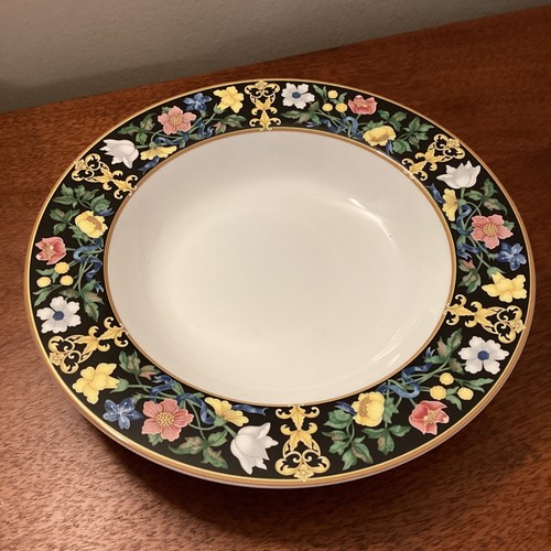 Pfaltzgraff Bella Donna Bone China Japan seltene schwarze Suppenschüssel mit Blumenrand - Bild 1 von 4