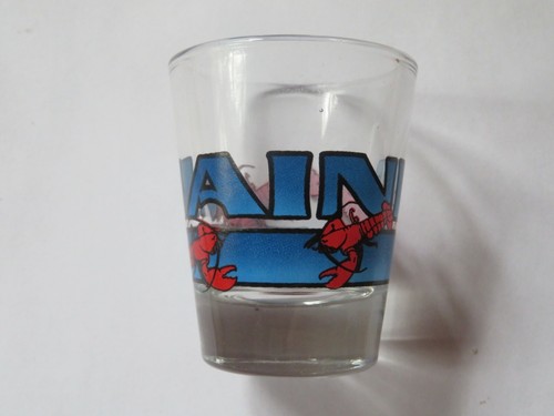 Red & blue Maine lobsters 2.5" shot glass barware souvenir