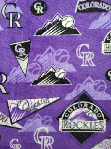 New Fleece Colorado Rockies Print Throw/Blanket w/Crochet Edge Approx 53" x 61" - Picture 2 of 3