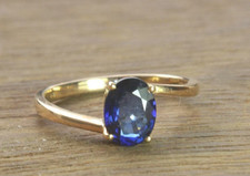 Natural Blue sapphire Silver Ring-Birthday Anniversary Mother's Day Gift