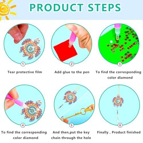 6 Pcs Diamond Painting Suncatchers Double Sided 5d Diamond Painting Wind Chime - Foto 5 di 6