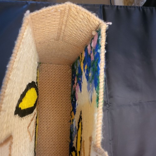 Vintage Handcrafted Needlepoint Butterfly Flowers 14x10x4 Hippie Yarn Tote Bag - Picture 11 of 11