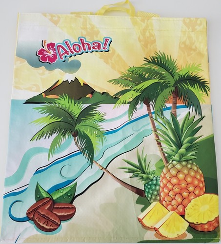 NEW ALOHA! HI - Beach & Pineapple Reusable Shopping/Travel Tote Bag, 13.5x11.5x7 - Picture 5 of 7