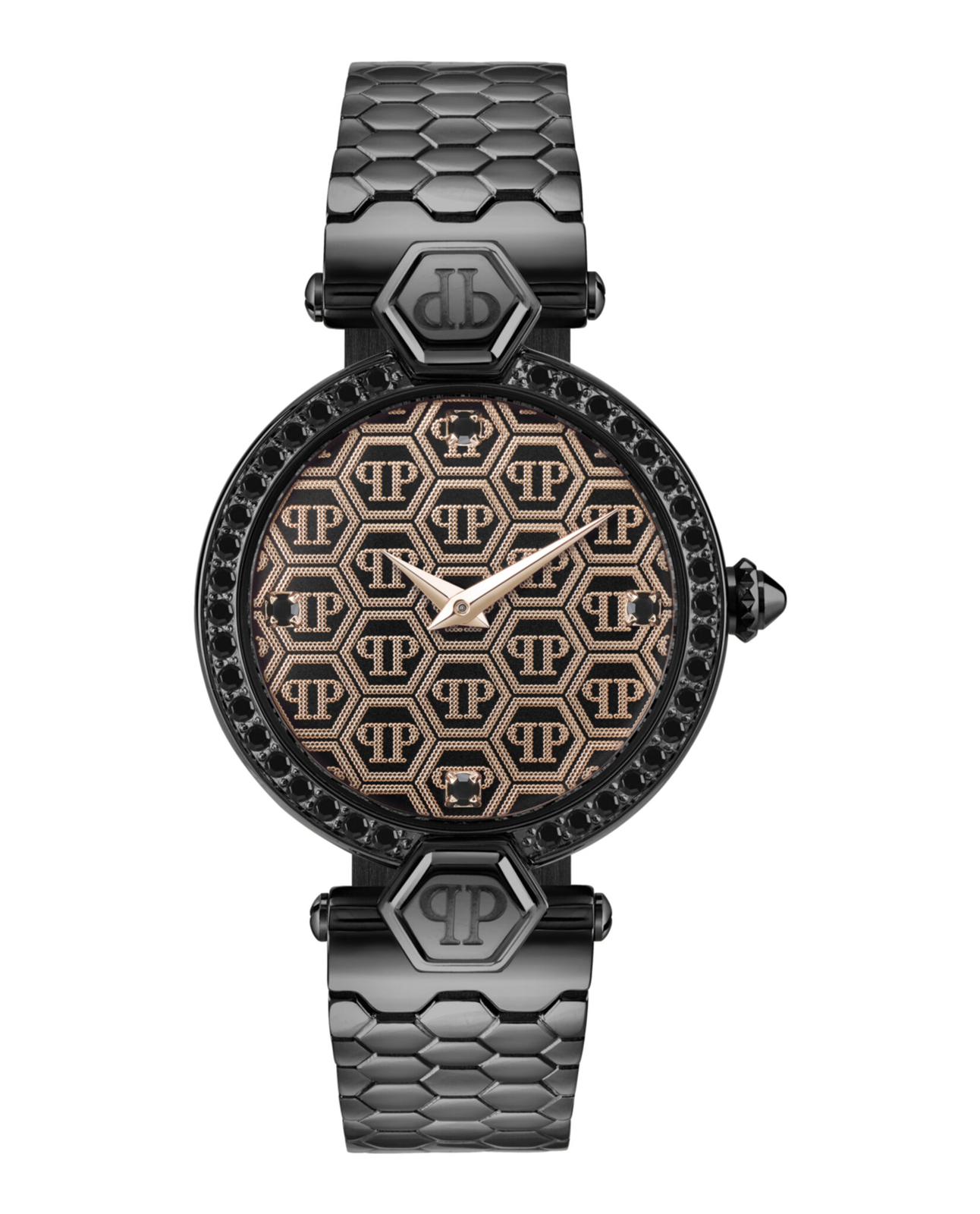 Модные часы Philipp Plein Womens Plein Couture IP с черным браслетом диаметром 32 мм