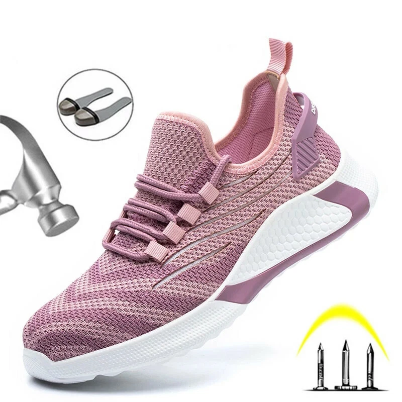 Women Safety Shoes Steel Toe Work Puncture Proof Boots Breathable