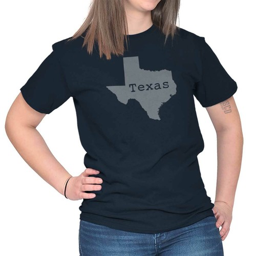 Texas Map Shape Vacation TX Pride Gym Gift Womens Ladies Short Sleeve T Shirt - Picture 9 of 12