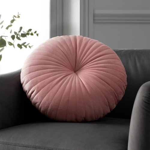 Catherine Lansfield 2 x Filled Round Cushions 40x40cm Soft Velvet - Picture 14 of 21