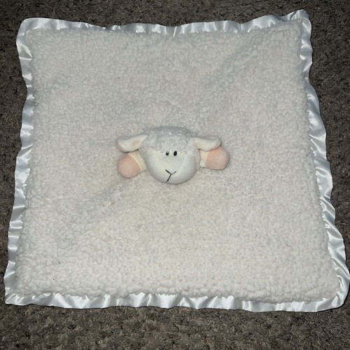 Stephen Baby Lamb Lovey Sherpa Plush Baby Security Blanket Satin Edges 16x16 - Picture 1 of 3
