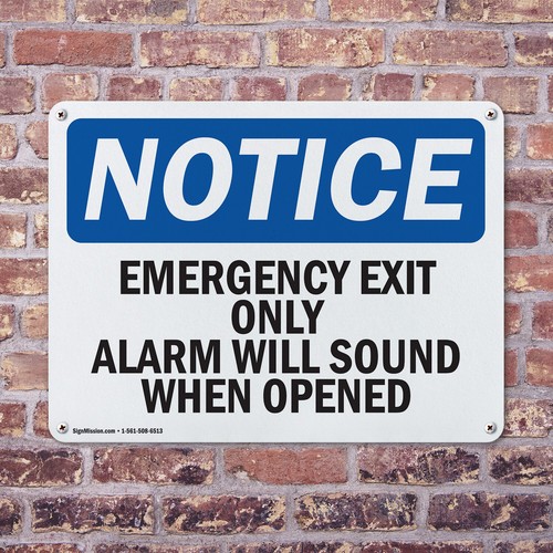 (2er-Pack) Notausgang nur Alarm ertönt beim Öffnen OSHA Hinweis Schild Aufkleber - Bild 4 von 22