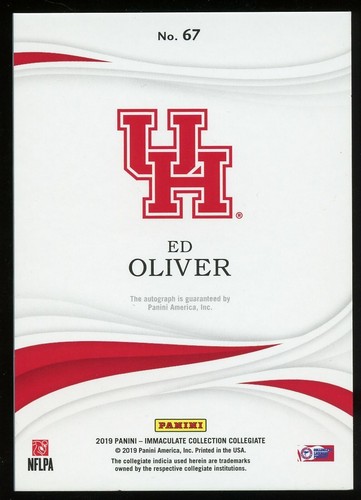 Ed Oliver 2019 Immaculate Collection Auto RC 99/99 - Picture 2 of 2
