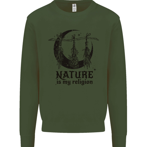 Nature Is My Religion Halloween Witch Kids Sweatshirt Jumper - Picture 41 of 87