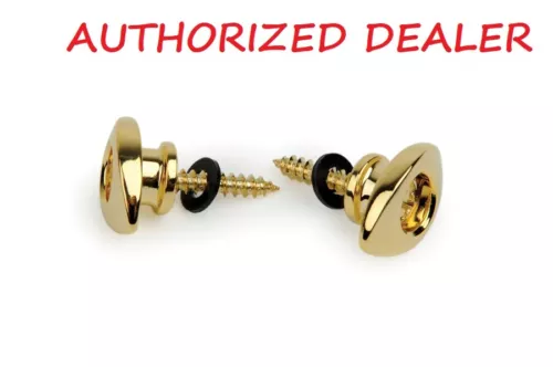D'Addario PWEEP302 Elliptical Guitar Strap Pin, Button End Pin Gold Pair