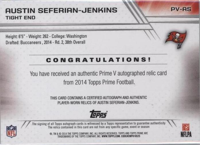 2014 Topps Prime Austin Seferian-Jenkins #PV-AS