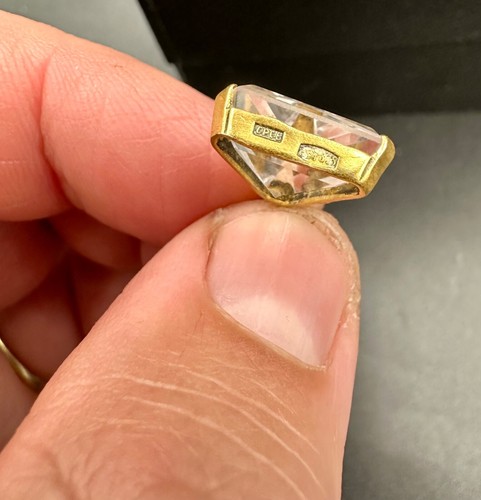 TRILLION Genuine stone Rock Crystal ! Vtg pendant russian SILVER 875 gold plated - Picture 19 of 24